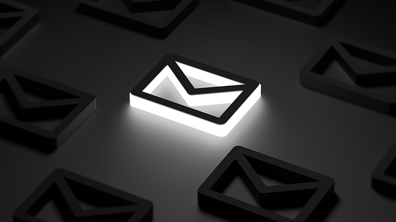 The standout glowing email icon among many, representing the impact of targeted email newsletters in digital marketing.