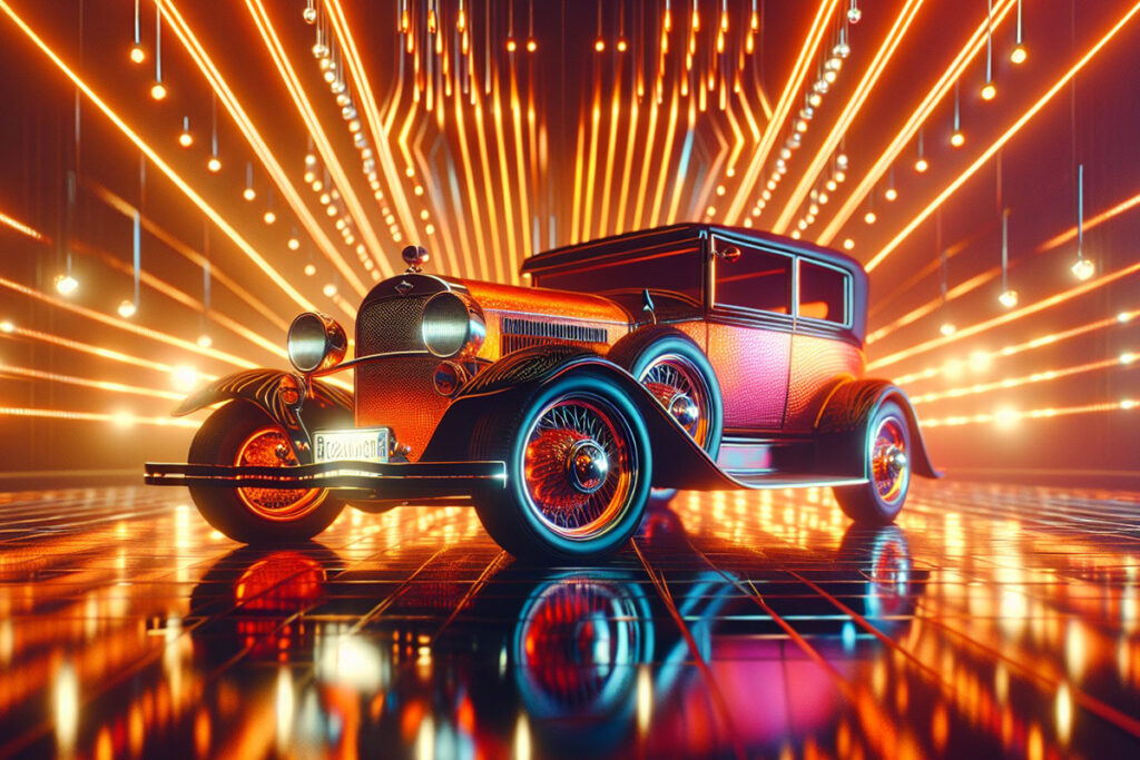 Targeted Lead Generation with a vintage car in a futuristic setting